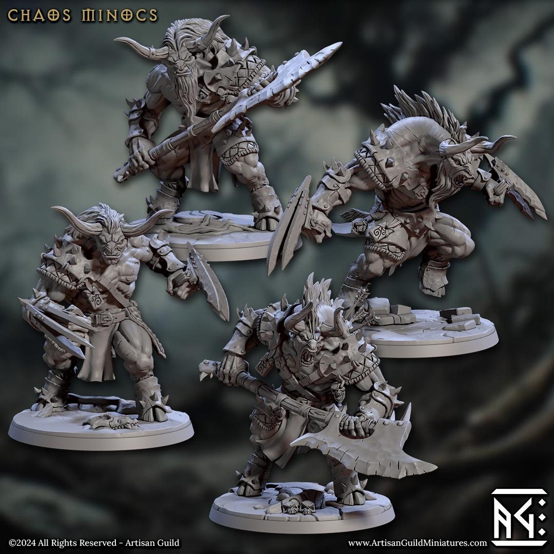 Chaos Minocs | Large | 40mm Base | 32mm | Rise of the Beastmen | Artisan Guild | Dungeons and Dragons | Fantasy Battles