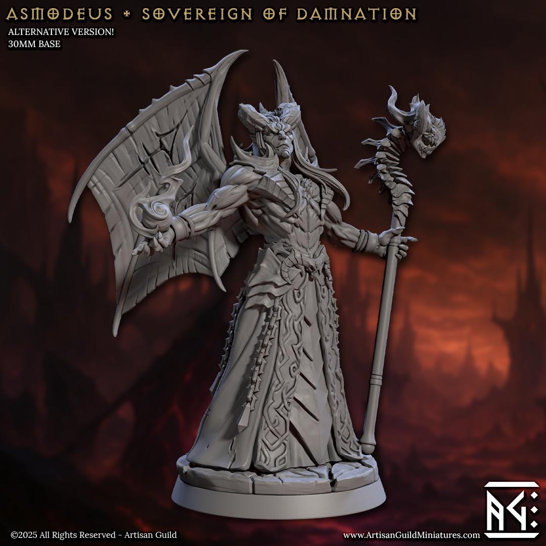 Asmodeus | Sovereign of Damnation | Demon Wizard | Medium | 30mm Base | The Infernal Legion | Artisan Guild | Dungeons and Dragons