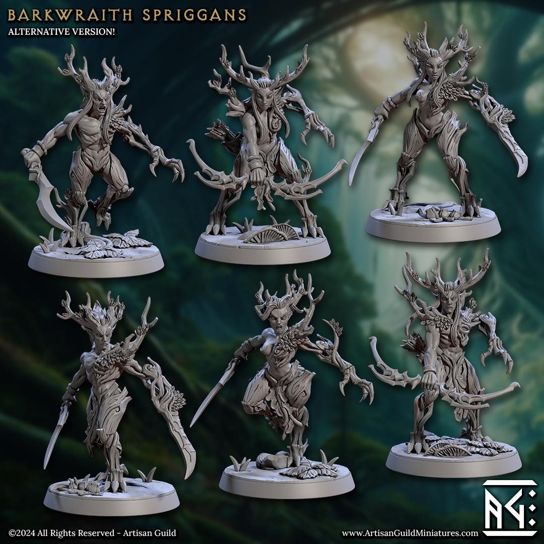 Barkwraith Spriggans | Medium | 32mm | Artisan Guild | Spriggan Barkwraiths | Dungeons and Dragons | Resin Printed Miniatures