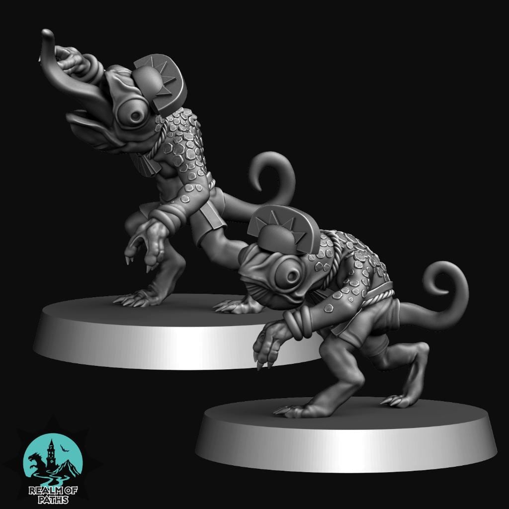 Cold-Blooded Lizards | Lizardman Team | Fantasy Football | Realm of Paths | 3D Printed Miniature | 8K Quality Resin | Bases Included | TTRPG
