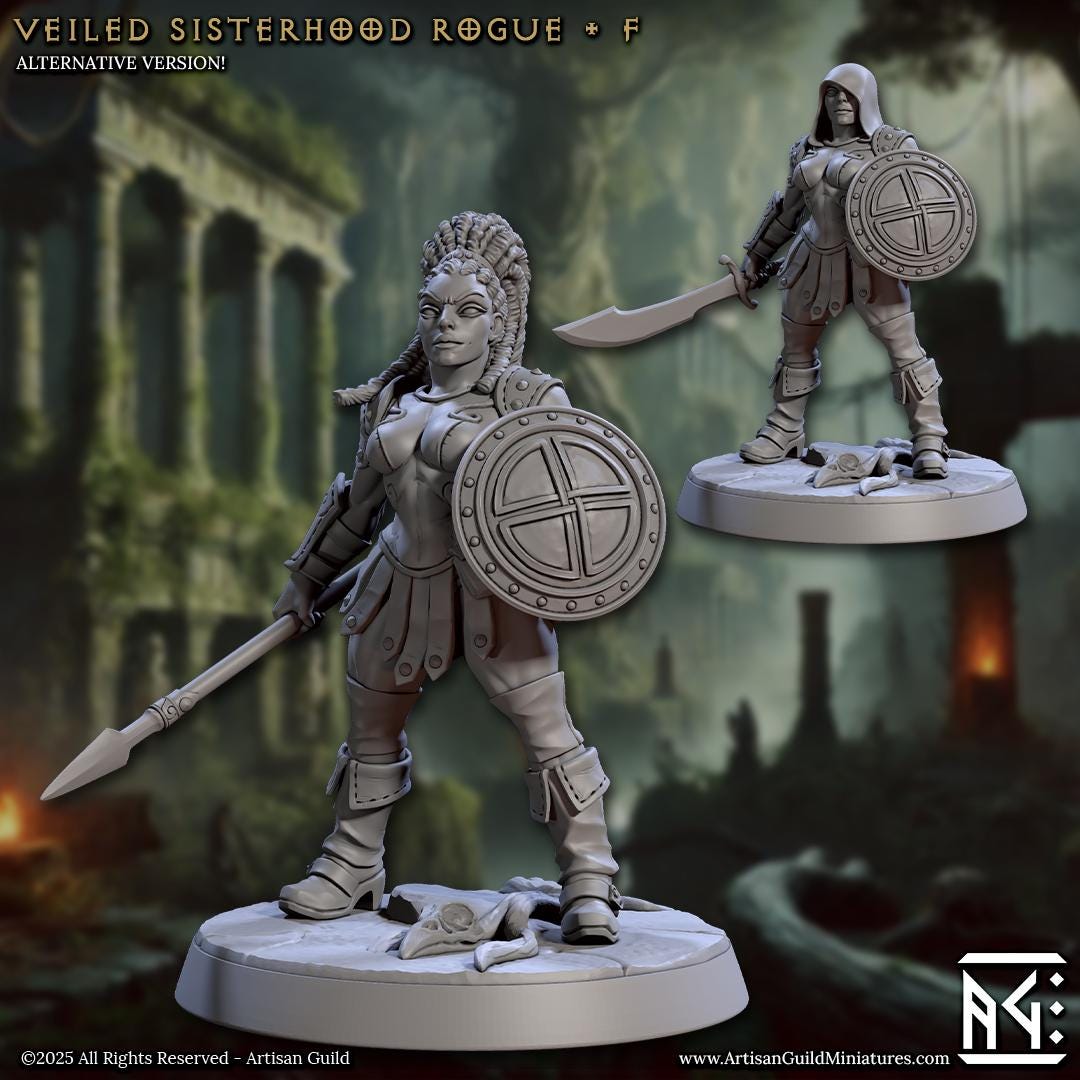 Veiled Sisters | Amazon Rogues | Warriors | 32mm | Medium | Amazon Warrior | Artisan Guild | Veiled Sisterhood | Dungeons and Dragons