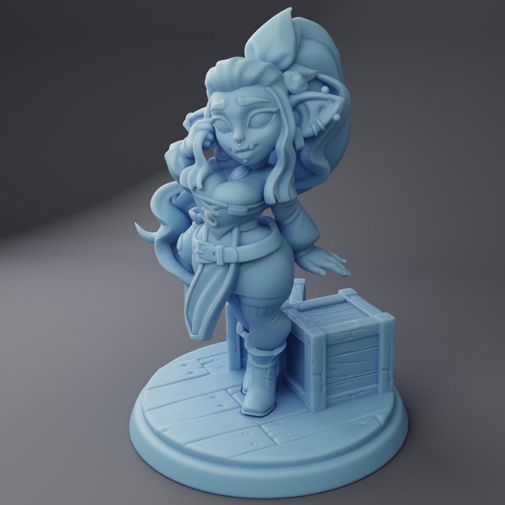 Brie | Goblin Merchant | Medium | Dungeons and Dragons | Pathfinder | Adventurer | Twin Goddess Miniatures | 3D Resin Printed | 8K Quality