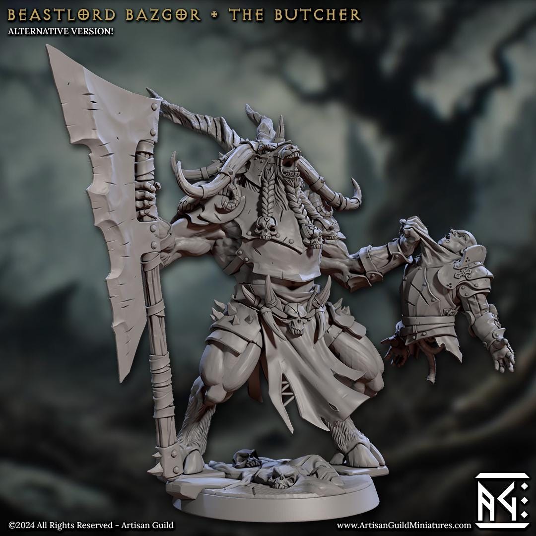 Beastlord Bazgor | Medium | 30mm Base | 32mm | Rise of the Beastmen | Artisan Guild | Dungeons and Dragons | Fantasy Battles