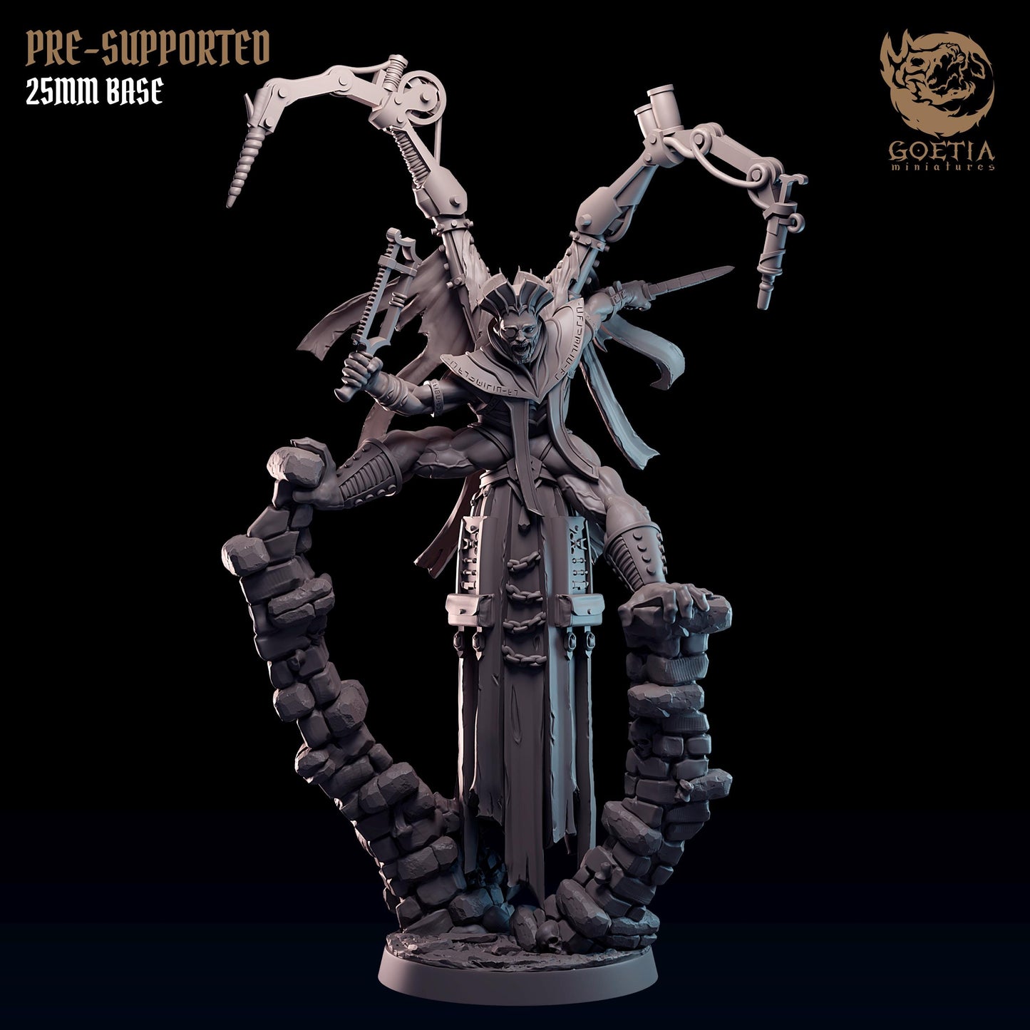 Tolvar Sansa, Mashtian Surgeon | Action Pose | 25mm Base | Tech Priest | Goetia Miniatures | Death in Kadal | 8k Quality 3D Printed Model