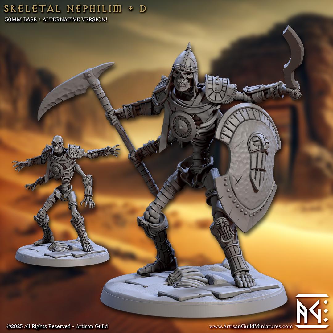 Skeletal Nephilim | 50mm Base | Large | 32mm | Artisan Guild | Tombkeepers | Undead Army | Miniature | 3D Printed | 8K Quality
