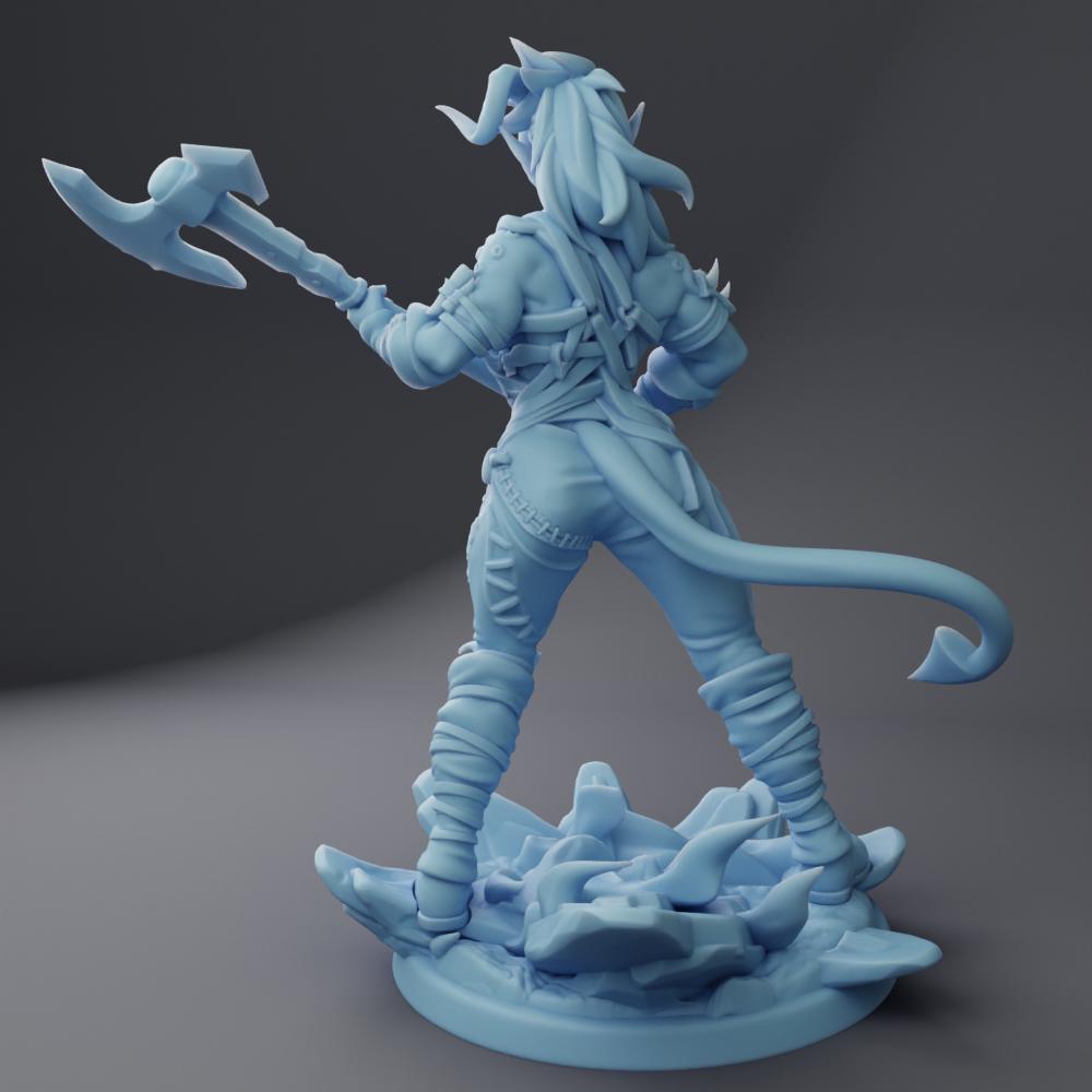 Karla | Tiefling Warrior | 32mm | 75mm | Medium | Dungeons and Dragons | TTRPG | Twin Goddess Miniatures