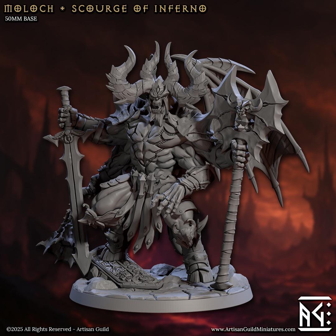 Morloch | Scourge of Inferno | Demon Warlord | Large| 50mm Base | The Infernal Legion | Artisan Guild | Dungeons and Dragons