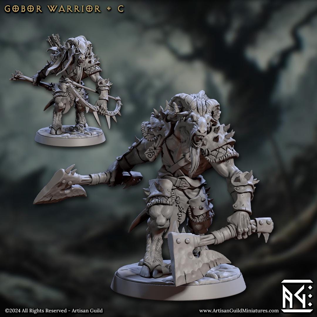 Gobor Warriors | Medium | 30mm Base | 32mm | Rise of the Beastmen | Artisan Guild | Dungeons and Dragons | Fantasy Battles