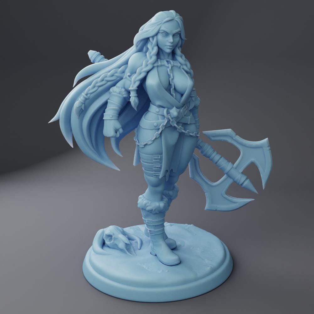 Inga | Female Barbarian | Medium | Dungeons and Dragons | Pathfinder | Adventurer | Twin Goddess Miniatures | 3D Resin Printed | 8K Quality