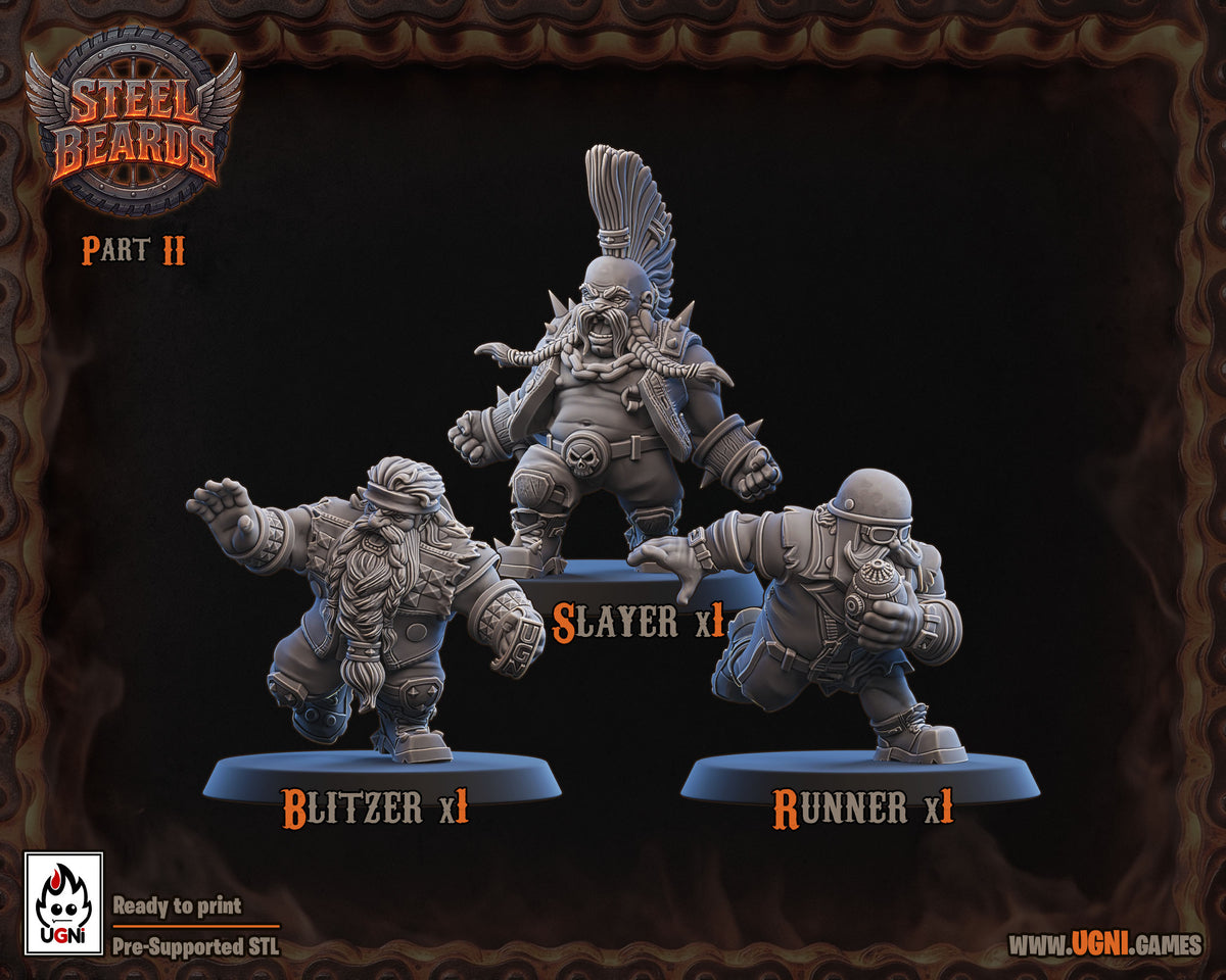 Steel Beards | Dwarf Team | Secret Weapon | Steam Roller | Fantasy Football | Ugni Miniatures | 8K Resin Printed Miniature (Copy)