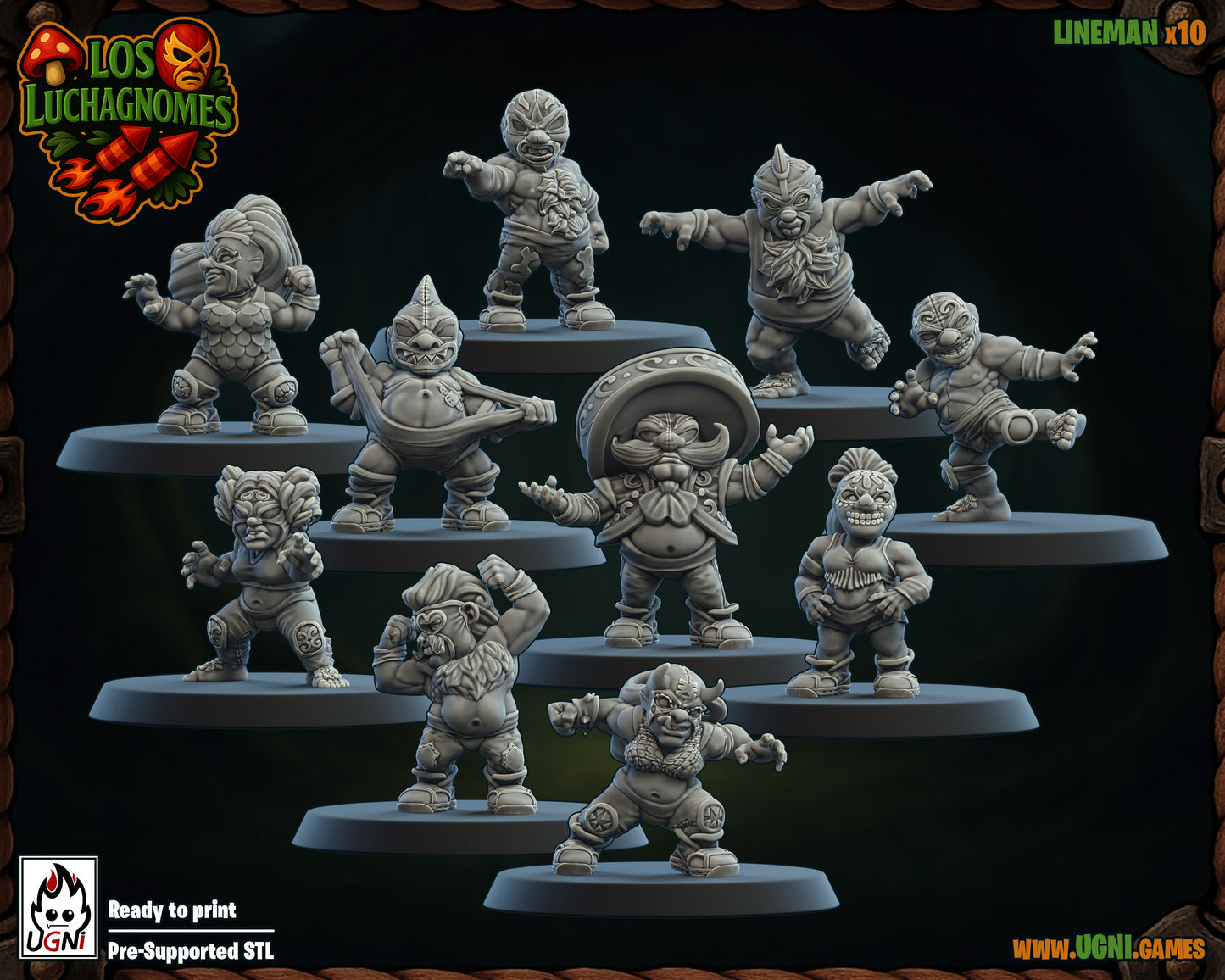 Luchagnome Team | Stunty Luchadores | Stunty | Fantasy Football | Ugni Miniatures | 12k Resin Quality