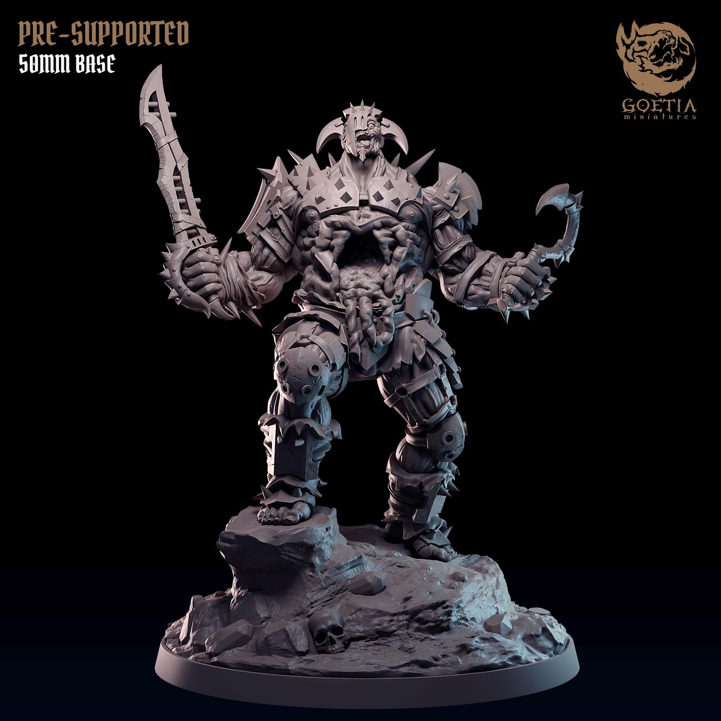 Hal Brada 2 Undead | 50mm Base | Undead Abomination | Goetia Miniatures | Death in Kadal | 8k Quality 3D Printed Miniature