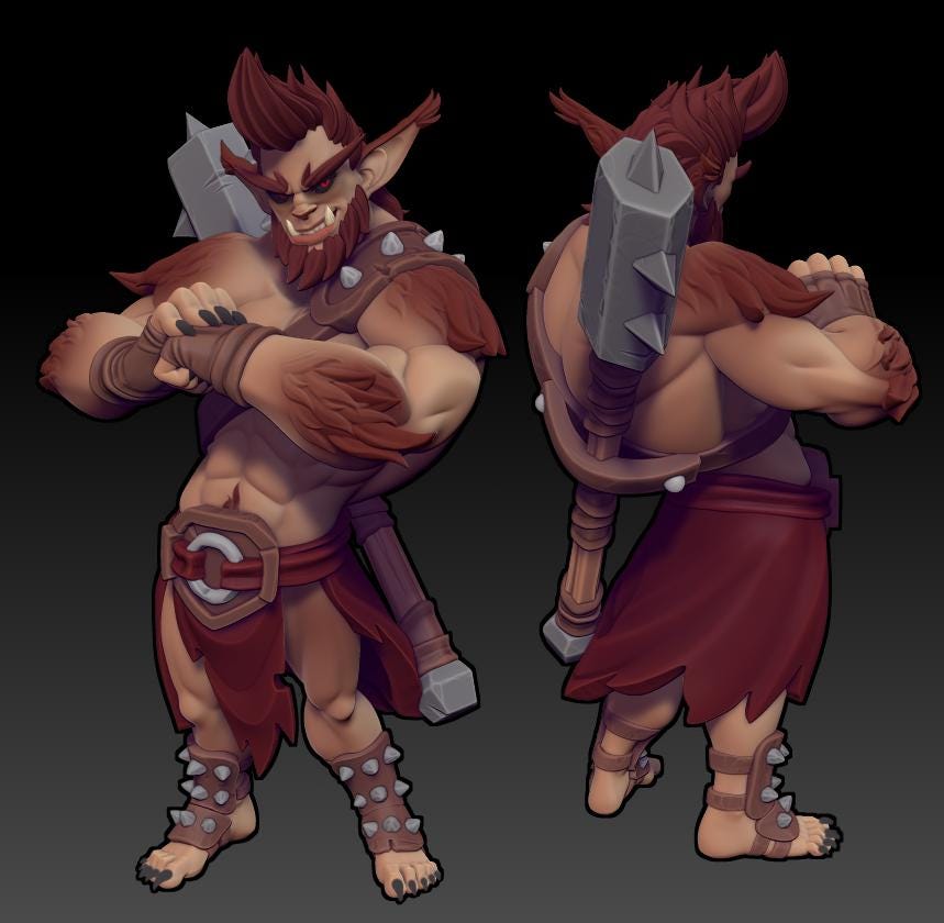 Bully Bugbear | Barbarian Chief | Medium | 32mm | Twin Goddess Miniatures | Hold the Goblins | Goblin Encounter | Lost Mines of Phandelver