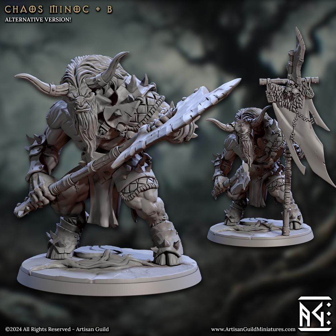 Chaos Minocs | Large | 40mm Base | 32mm | Rise of the Beastmen | Artisan Guild | Dungeons and Dragons | Fantasy Battles