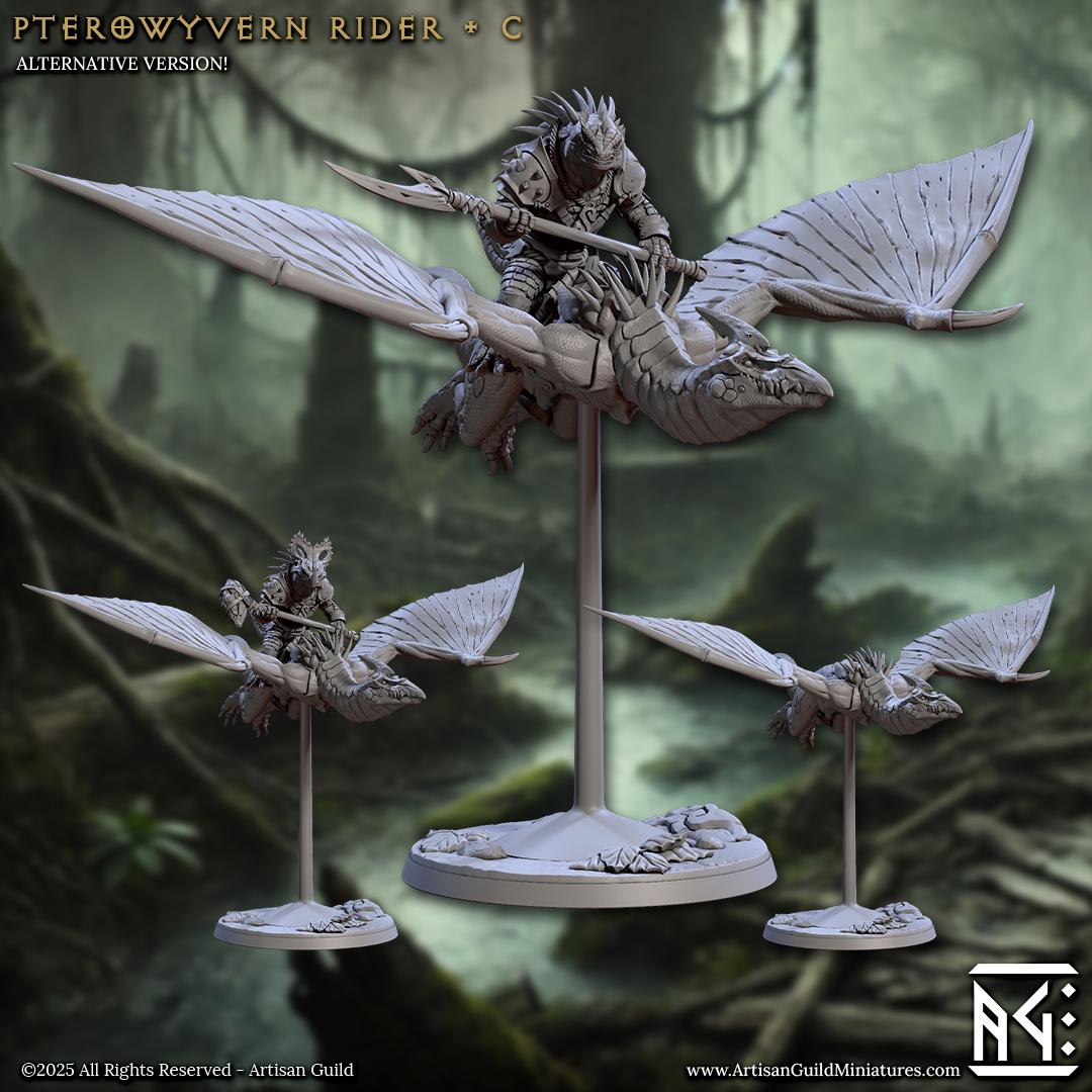 Pterowyvern Riders | Mounted Lizardmen | Medium | 30mm Base | Lizardmen of Falgor's Swamp | Artisan Guild | Dungeons and Dragons | TTRPG