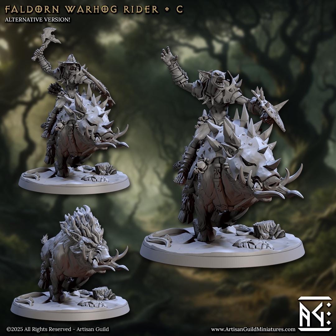 Faldorn Warhog Riders | 12 Variants | 32mm Scale | Large | Faldorn Hobgoblins | Artisan Guild | TTRPG | Dungeons and Dragons