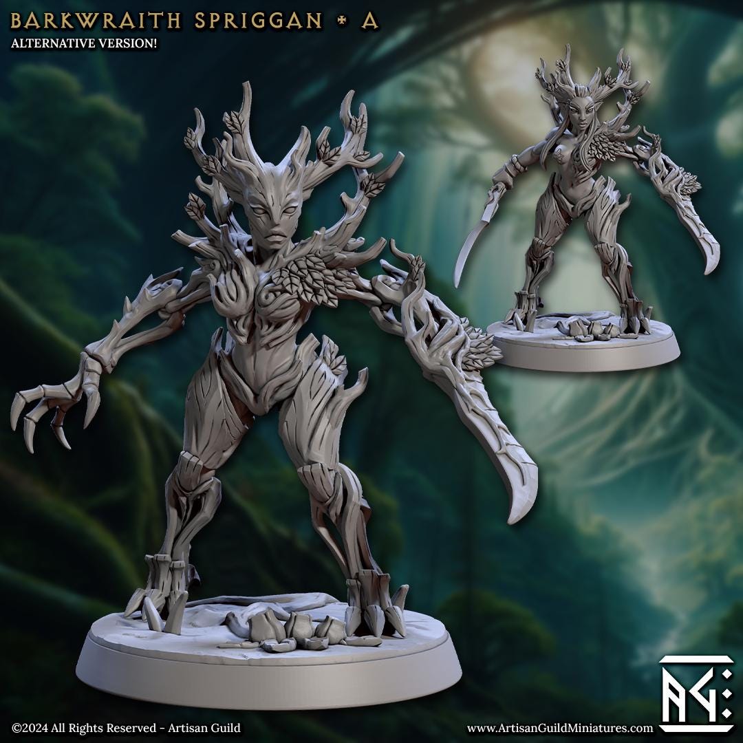 Barkwraith Spriggans | Medium | 32mm | Artisan Guild | Spriggan Barkwraiths | Dungeons and Dragons | Resin Printed Miniatures