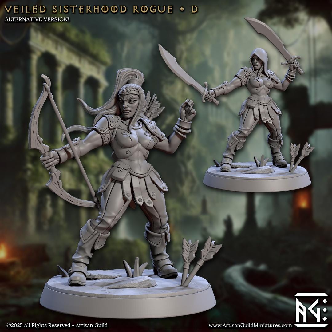 Veiled Sisters | Amazon Rogues | Warriors | 32mm | Medium | Amazon Warrior | Artisan Guild | Veiled Sisterhood | Dungeons and Dragons