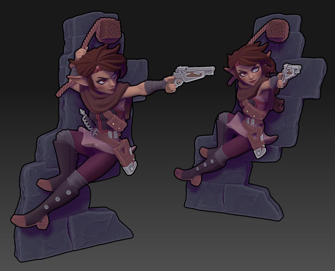 Kara | Elf Rogue | 32mm and 75mm | Medium | Dungeons and Dragons | TTRPG | Twin Goddess Miniatures | 3D Printed Miniature | 8K Quality