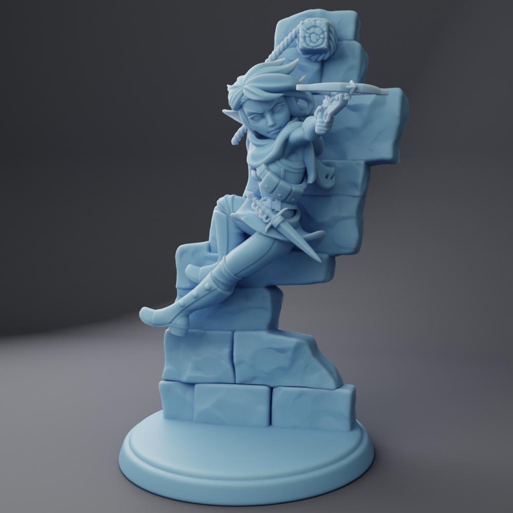 Kara | Elf Rogue | 32mm and 75mm | Medium | Dungeons and Dragons | TTRPG | Twin Goddess Miniatures | 3D Printed Miniature | 8K Quality
