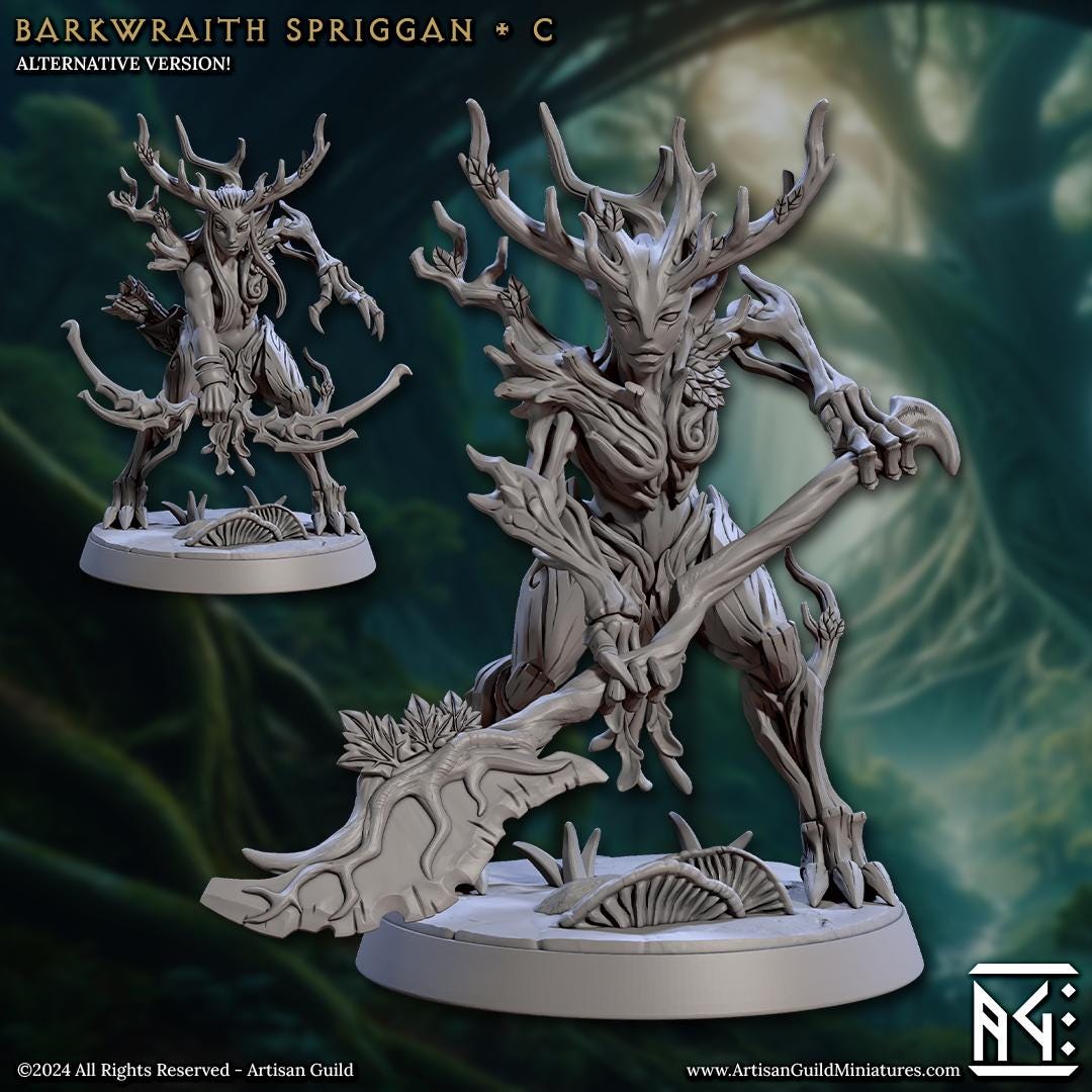 Barkwraith Spriggans | Medium | 32mm | Artisan Guild | Spriggan Barkwraiths | Dungeons and Dragons | Resin Printed Miniatures