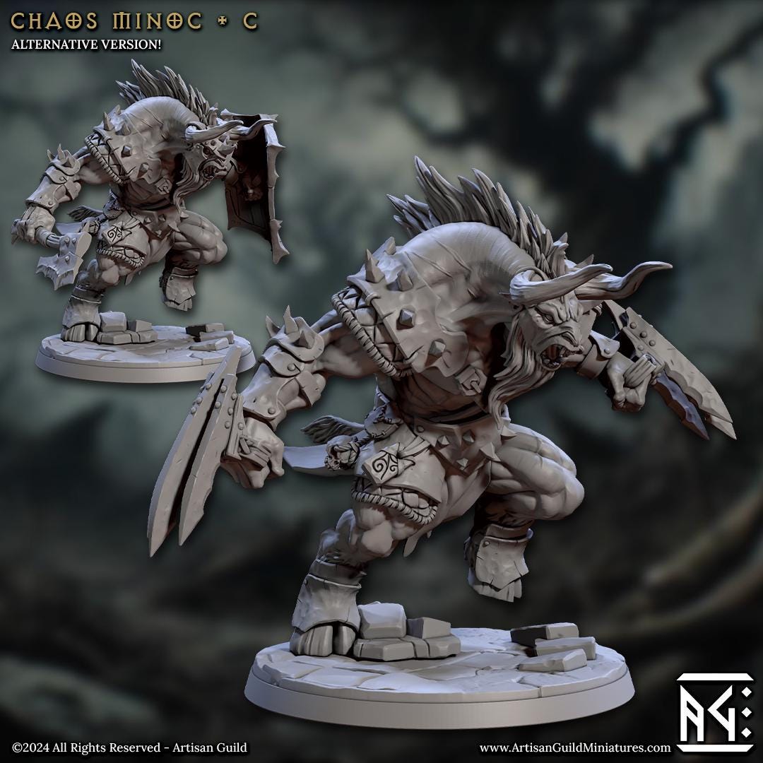 Chaos Minocs | Large | 40mm Base | 32mm | Rise of the Beastmen | Artisan Guild | Dungeons and Dragons | Fantasy Battles