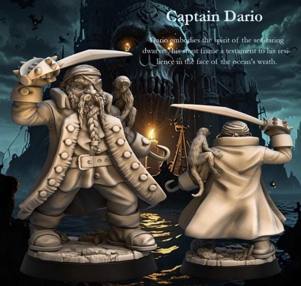 Captain Dario | Dwarven Captain | Pirate | Medium | Dungeons and Dragons | TTRPG | RNE Studio | Vol. 2 Deep Waters