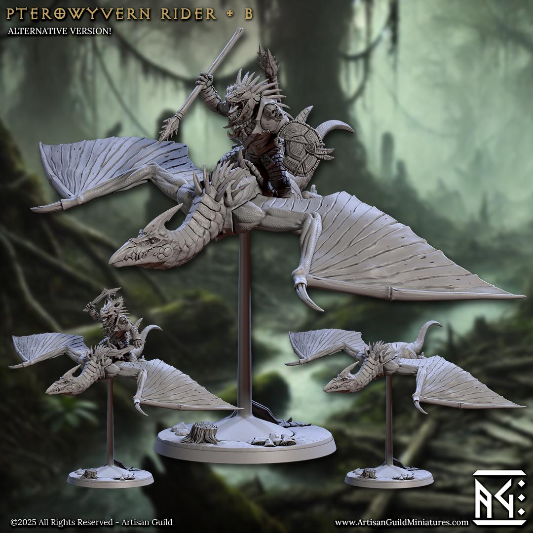 Pterowyvern Riders | Mounted Lizardmen | Medium | 30mm Base | Lizardmen of Falgor's Swamp | Artisan Guild | Dungeons and Dragons | TTRPG