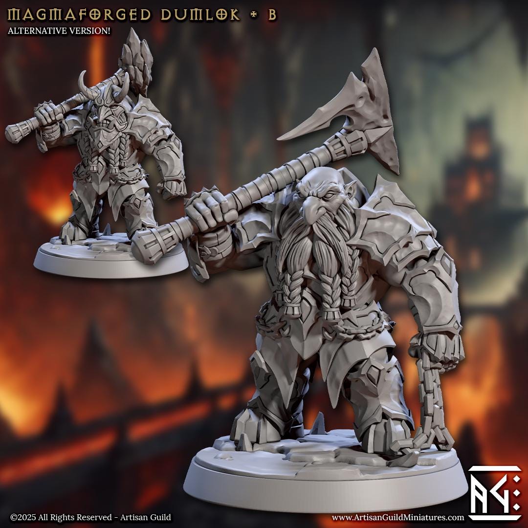 Magmaforged Dulok | Medium | 30mm Base | 32mm | Magmaforged Dulok | Artisan Guild | Dungeons and Dragons | Fantasy Battles | Chaos Dwarves