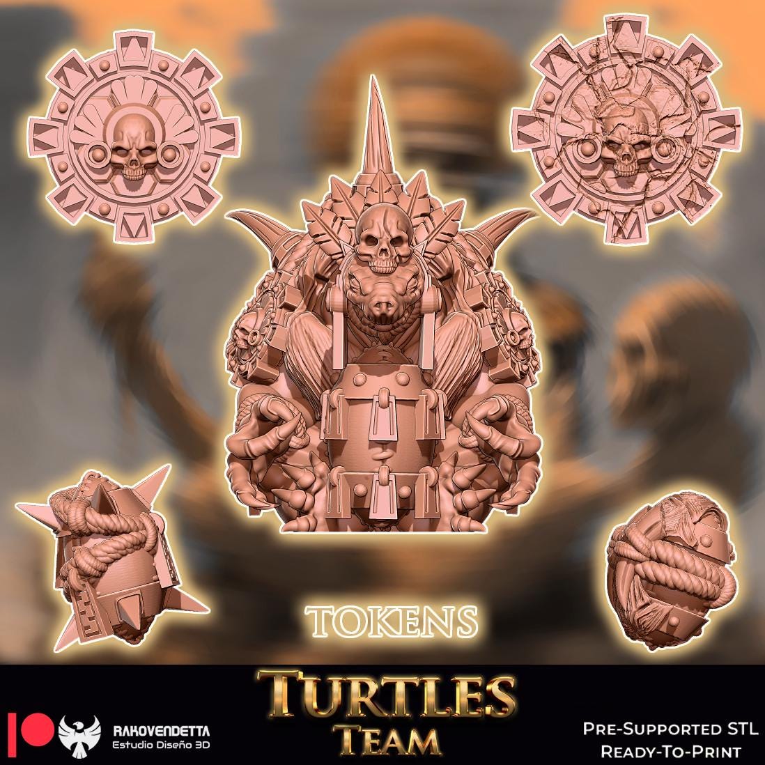 Snapping Turtles | Frogman Team | Fantasy Football | Txarli Factory | 3D Printed Miniature | 8K Quality Resin | Bases Included | TTRPG