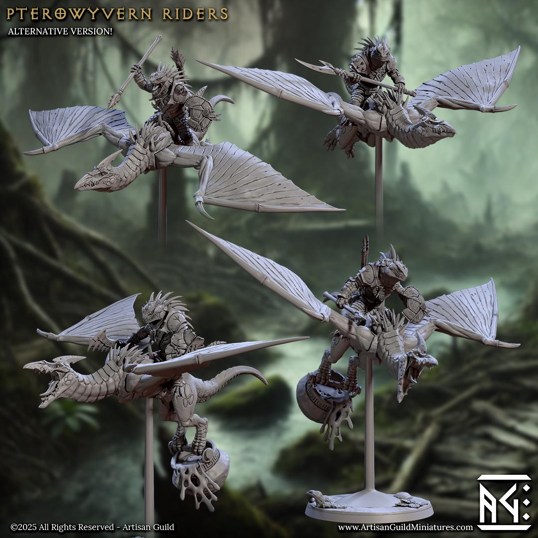 Pterowyvern Riders | Mounted Lizardmen | Medium | 30mm Base | Lizardmen of Falgor's Swamp | Artisan Guild | Dungeons and Dragons | TTRPG