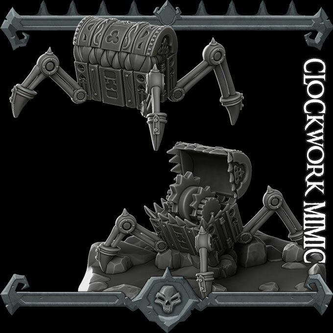 Clockwork Mimic | 65mm Base | Rocket Pig Miniatures | Dungeons and Dragons | TTRPG | 8k Quality 3D Printed Miniature | Steampunk