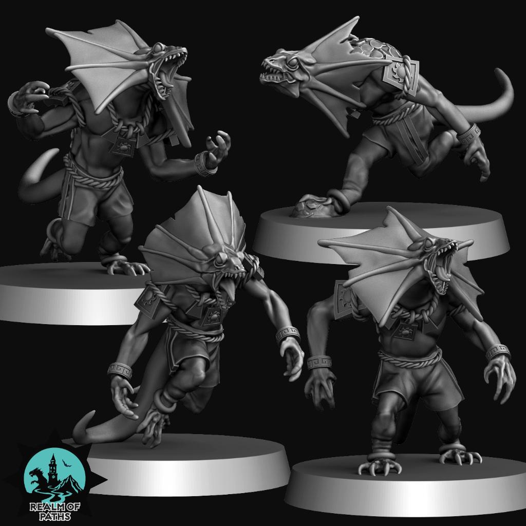 Cold-Blooded Lizards | Lizardman Team | Fantasy Football | Realm of Paths | 3D Printed Miniature | 8K Quality Resin | Bases Included | TTRPG