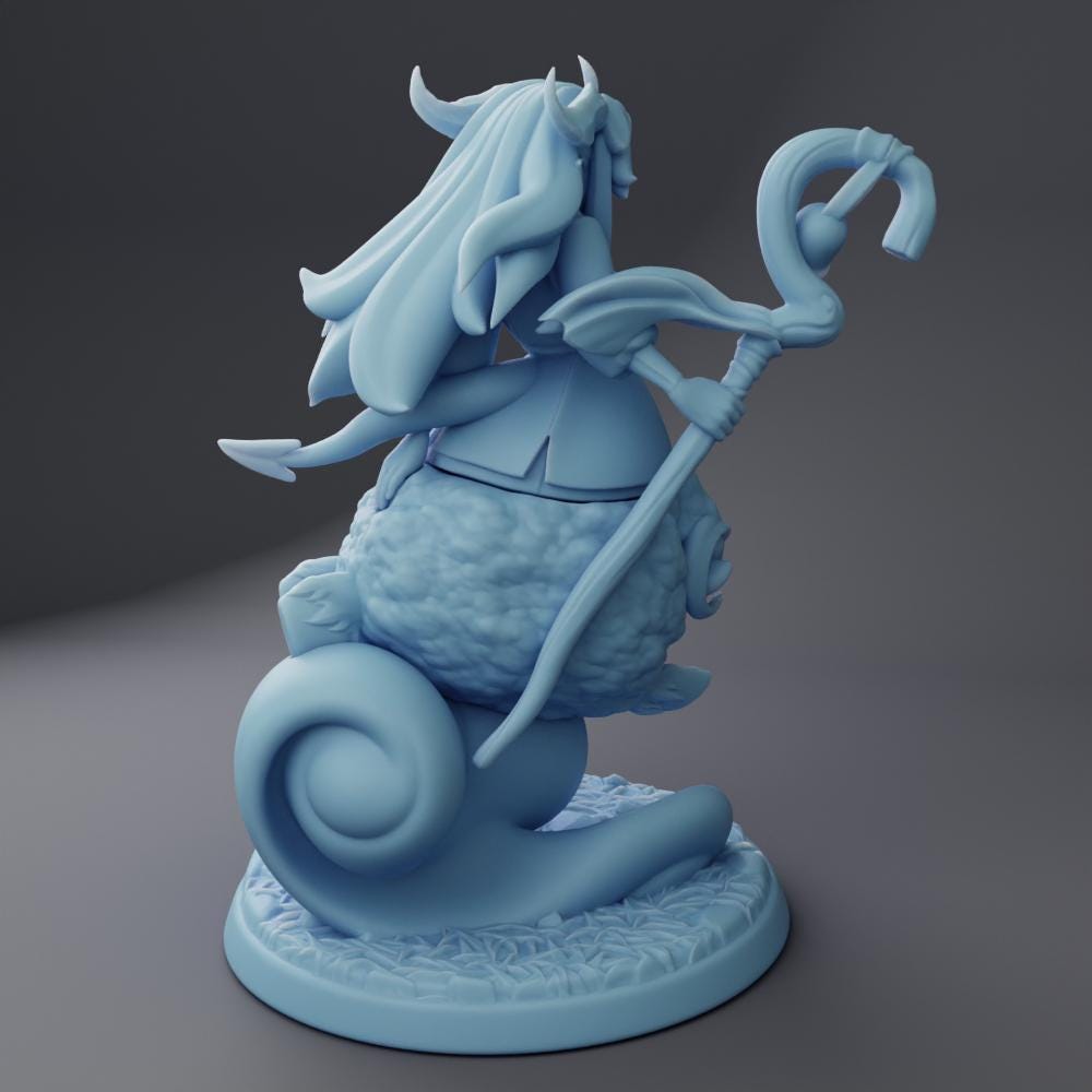 Tiefling Shepherd | Medium | Twin Goddess Miniatures | Dungeons and Dragons | TTRPG | Pathfinder | Warlock | Mage