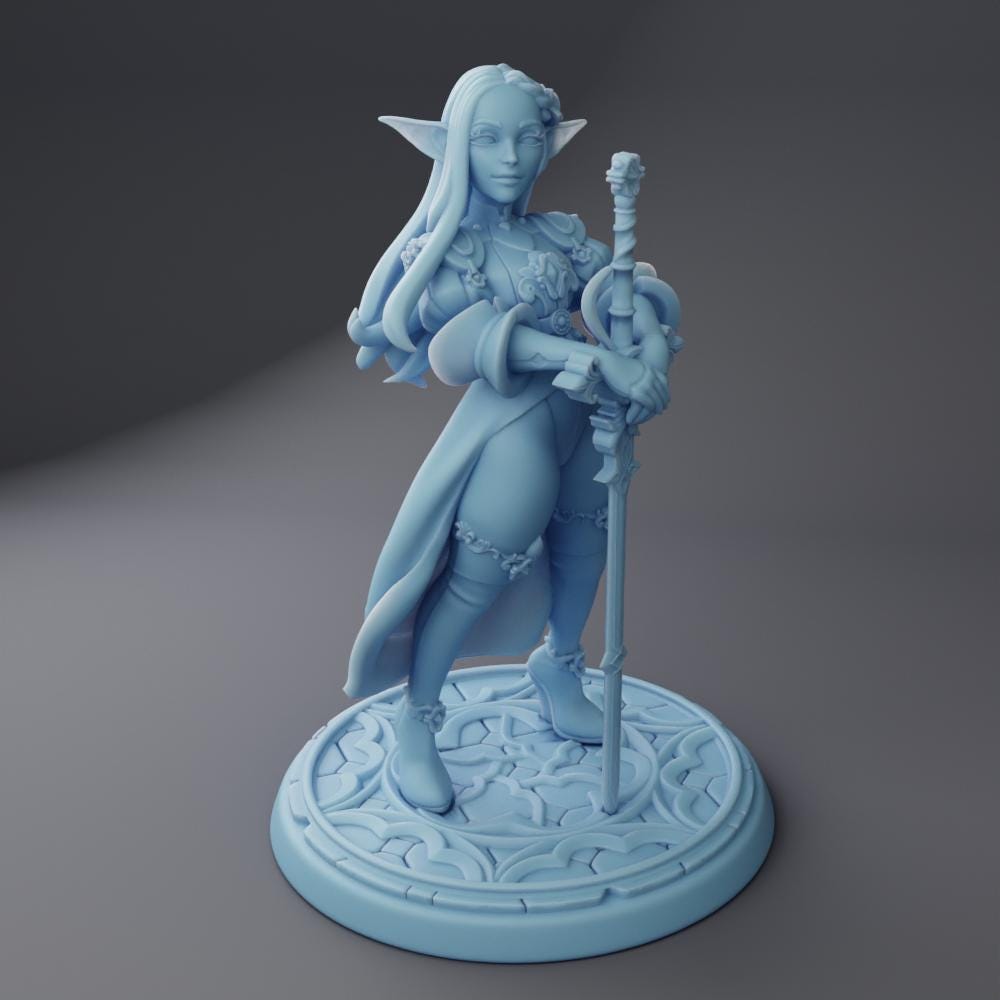 Melrissa the Elven Paladin | Medium | 32mm or 75mm | Twin Goddess Miniatures | Dungeons and Dragons | 3D Printed Miniature | 8K Quality