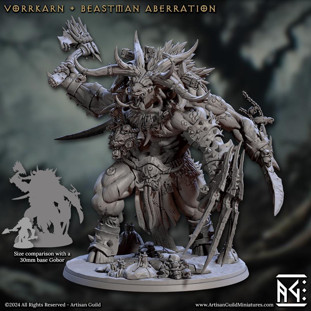 Vorrkan | Beastman Abomination | Huge |100mm Base | 32mm | Rise of the Beastmen | Artisan Guild | Dungeons and Dragons | Fantasy Battles