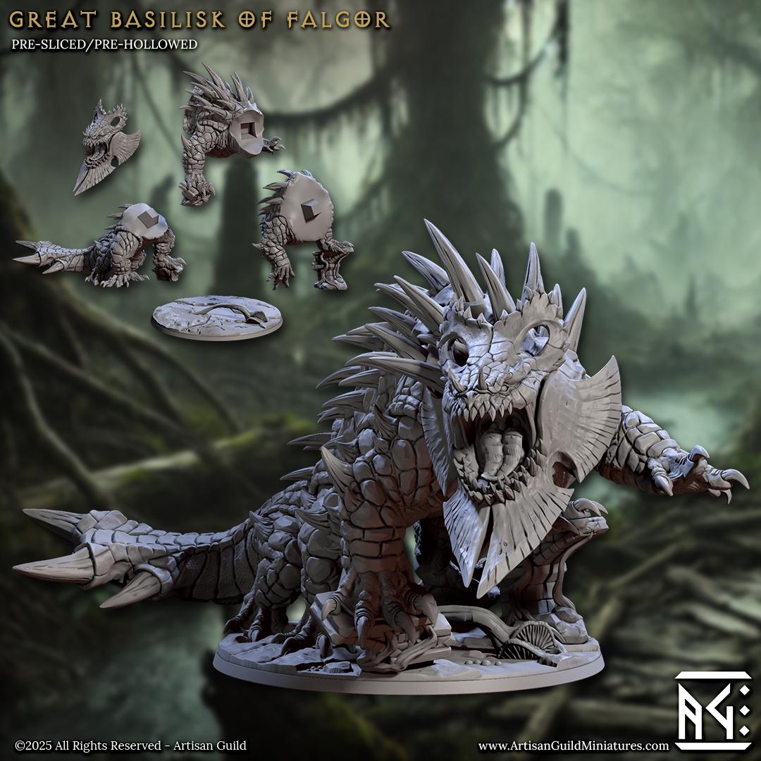 Great Basilisk of Falgor | Gargantuan | 100mm Base | Lizardmen of Falgor's Swamp | Artisan Guild | Dungeons and Dragons | TTRPG