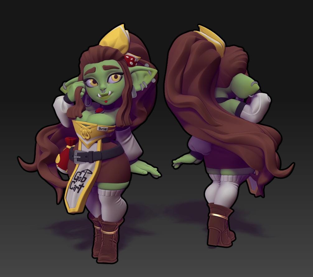 Brie | Goblin Merchant | Medium | Dungeons and Dragons | Pathfinder | Adventurer | Twin Goddess Miniatures | 3D Resin Printed | 8K Quality