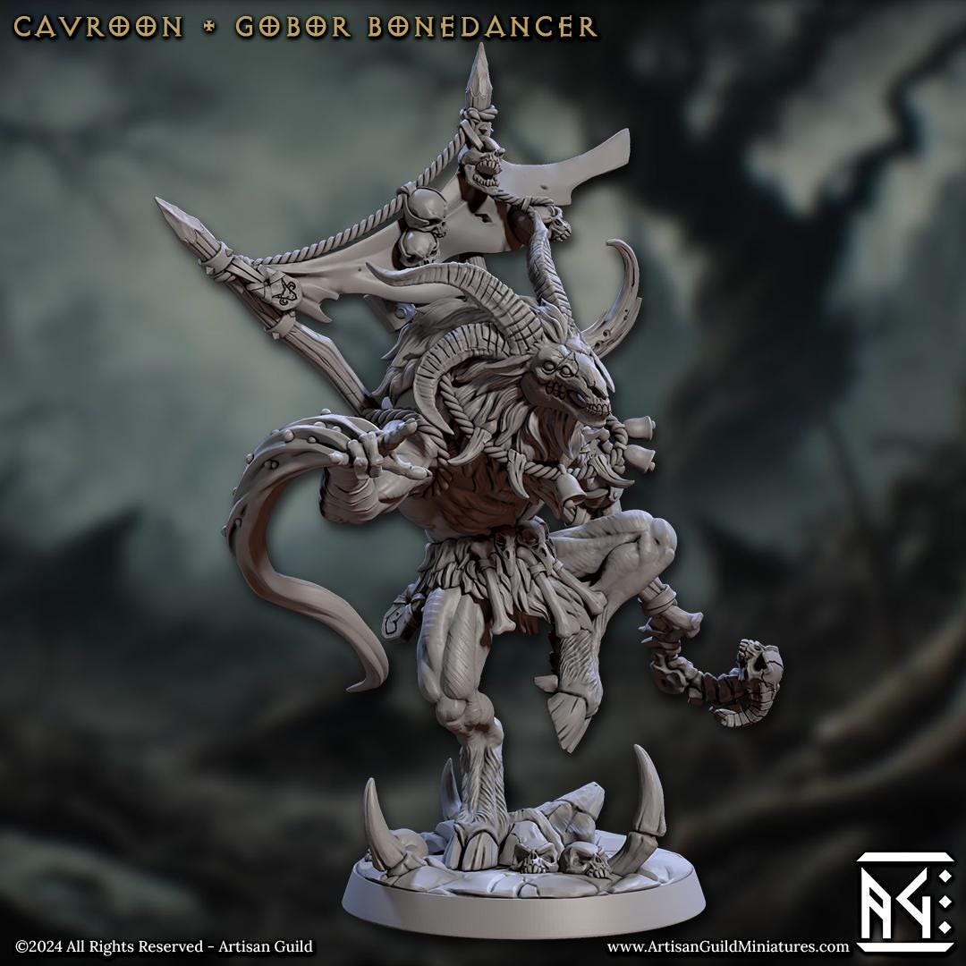Cavroon | Gobor Bonedancer | Medium | 30mm Base | 32mm | Rise of the Beastmen | Artisan Guild | Dungeons and Dragons | Fantasy Battles