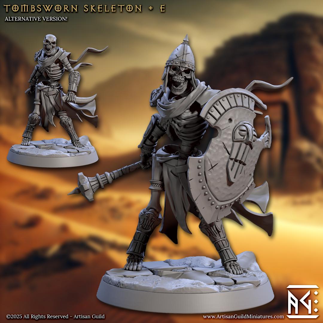 Tombsworn Skeletons | Undead Warriors | 30mm Base | Medium | 32mm | Artisan Guild | Tombkeepers | Miniature | 3D Printed | 8K Quality