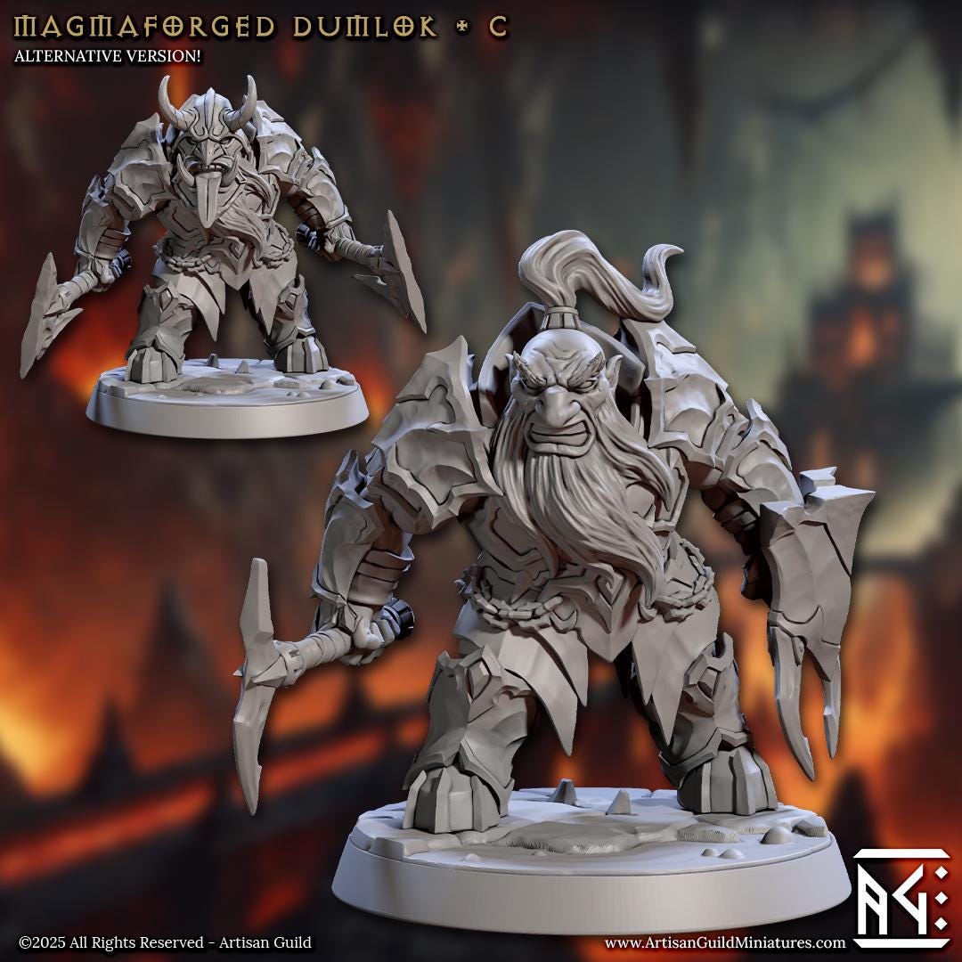 Magmaforged Dulok | Medium | 30mm Base | 32mm | Magmaforged Dulok | Artisan Guild | Dungeons and Dragons | Fantasy Battles | Chaos Dwarves
