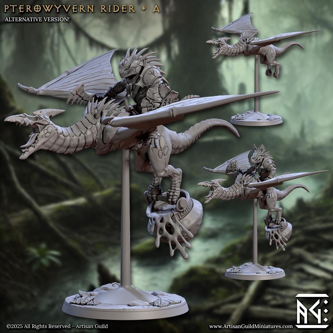 Pterowyvern Riders | Mounted Lizardmen | Medium | 30mm Base | Lizardmen of Falgor's Swamp | Artisan Guild | Dungeons and Dragons | TTRPG