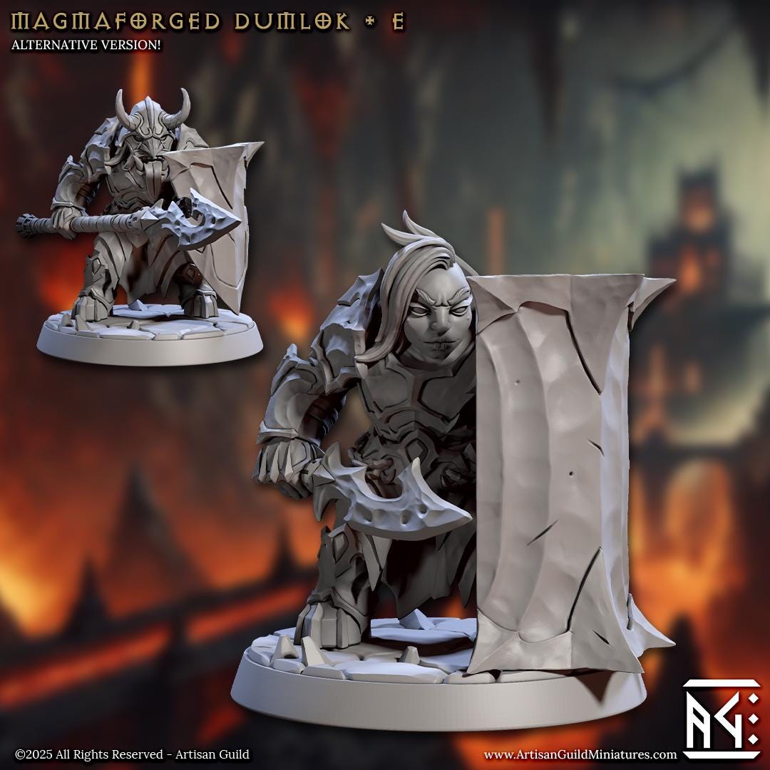 Magmaforged Dulok | Medium | 30mm Base | 32mm | Magmaforged Dulok | Artisan Guild | Dungeons and Dragons | Fantasy Battles | Chaos Dwarves