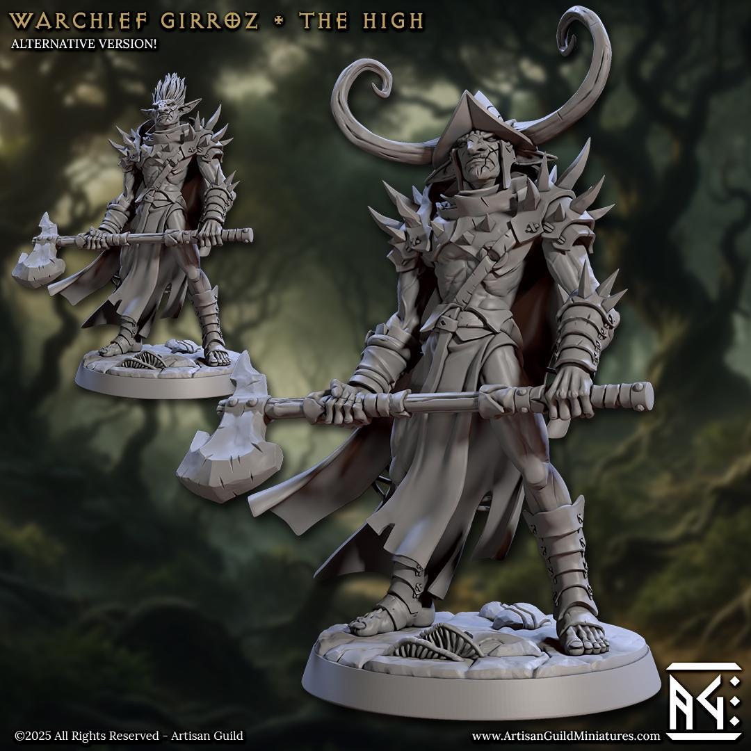 Warchief Girroz - The High | 32mm Scale | Medium | Faldorn Hobgoblins | Artisan Guild | TTRPG | Dungeons and Dragons | 8k Quality Miniature