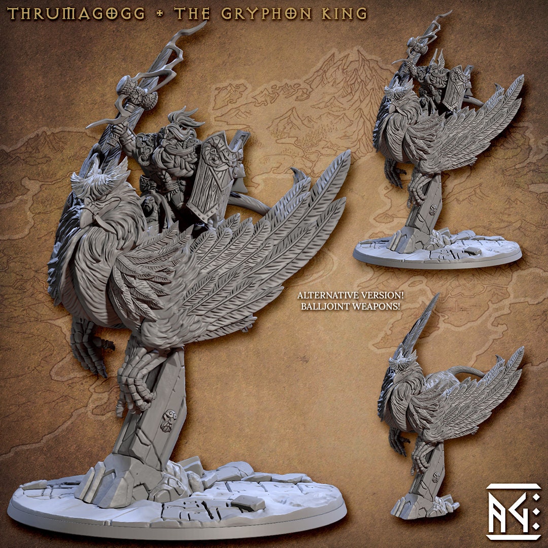 Thrumagogg - The Gryphon King | 100mm Base | 32mm | Defenders of Lok-Badar | AG