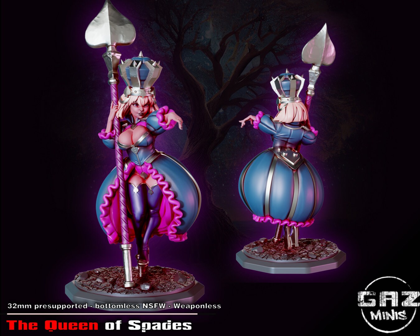Queen of Spades | NSFW Options | Medium | 32mm | Gaz Minis