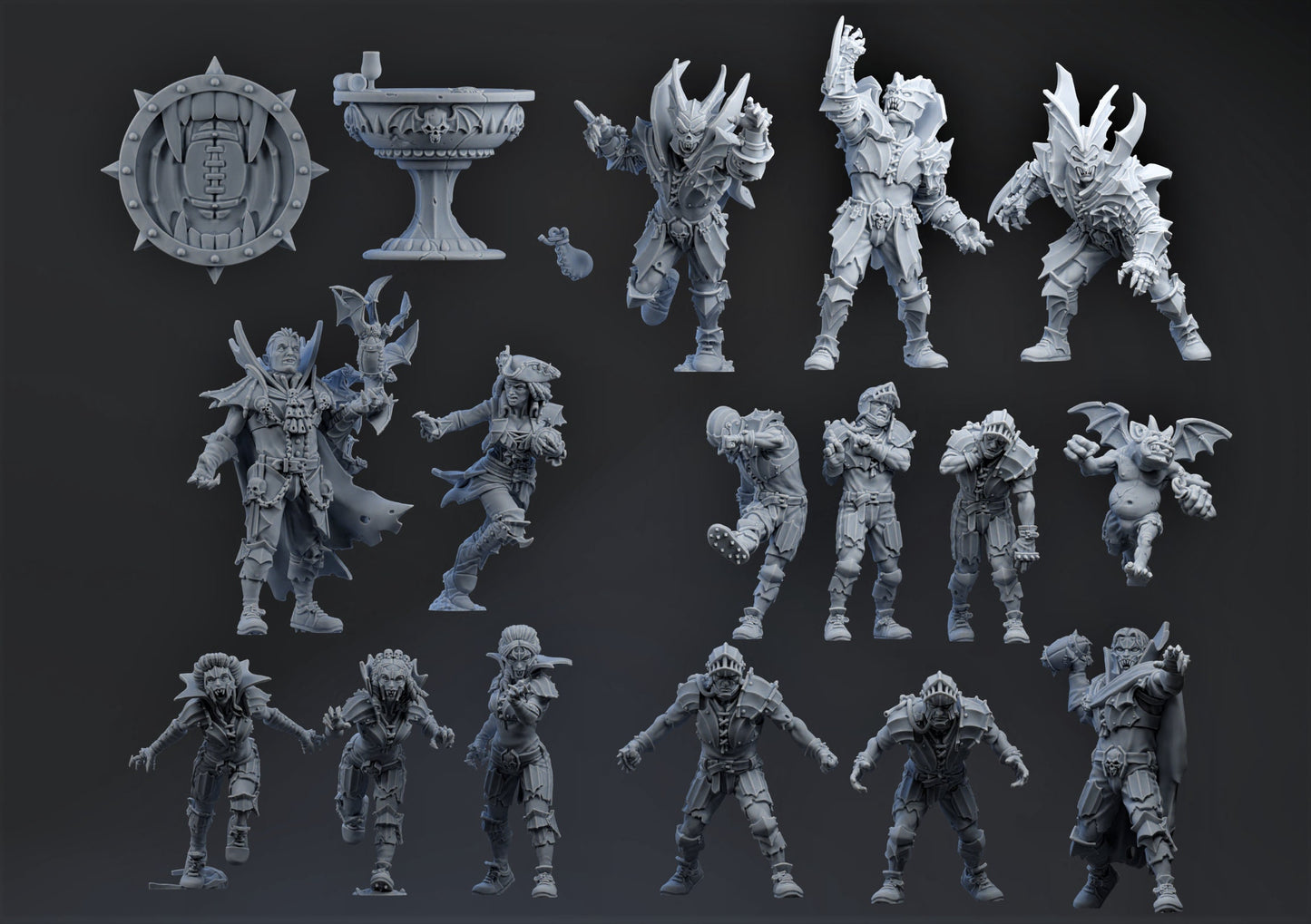 Vampire Team | Fantasy Football | Brutefun Miniatures | Bat Ogre | Runner | Thrower | Blitzer | Gargoyle