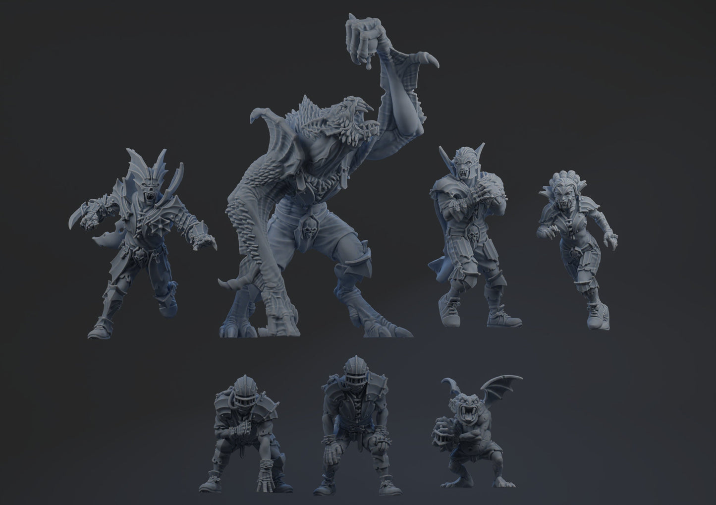 Vampire Team | Fantasy Football | Brutefun Miniatures | Bat Ogre | Runner | Thrower | Blitzer | Gargoyle
