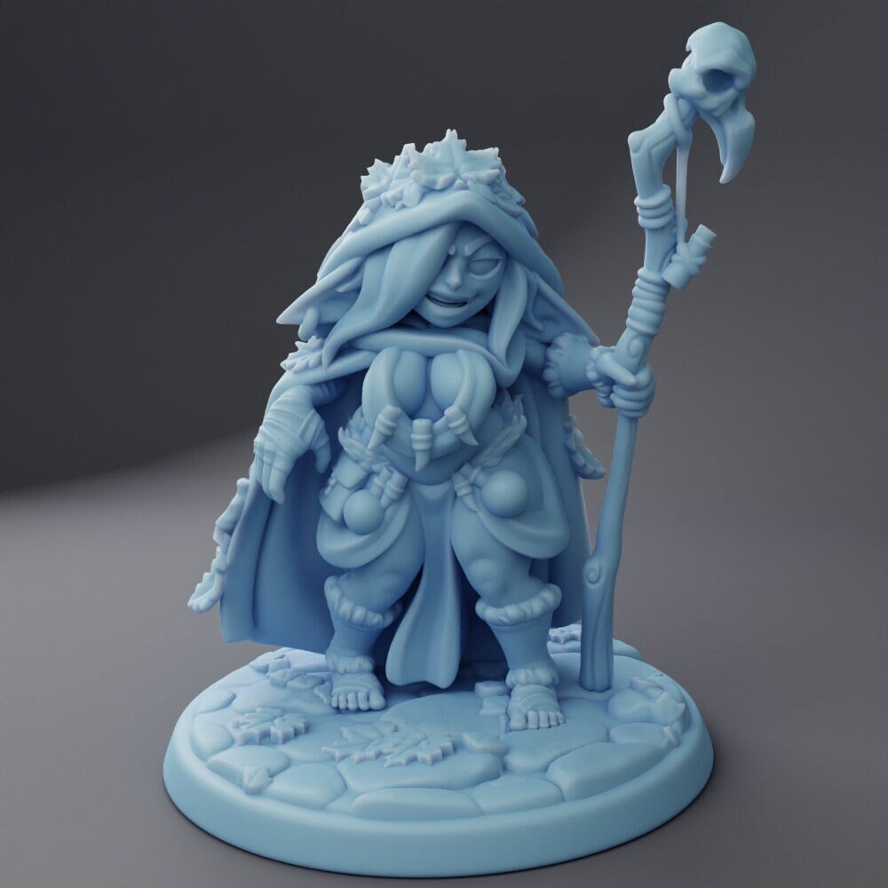 Leaf | Goblin Druid | Medium | Goblin Month | Twin Goddess Miniatures | Dungeons and Dragons | TTRPG | Pathfinder | Greenskin