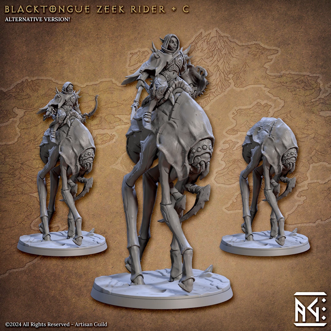 Blacktongue Zeek Riders | Large | Blacktongue Assassins | Artisan Guild | Dungeons and Dragons | TTRPG | 8k Quality
